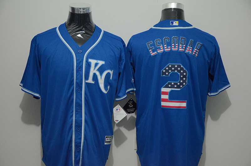 Kansas City Royals #2 Alcides Escobar Blue USA Flag Fashion Stitched MLB Jersey,We sell and wholesale Kansas City Royals #2 Alcides Escobar Blue USA Flag Fashion Stitched MLB Jersey on line form chian!
